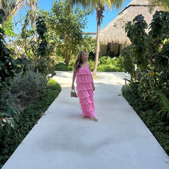 Pink Ruffled Maxi Dress - Picture 4 of 4